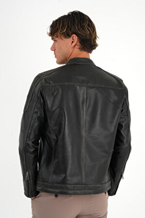 Tyler Siyah Erkek Deri Mont