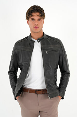 Tyler Siyah Erkek Deri Mont