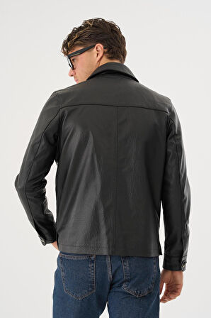 Grima Siyah Erkek Deri Mont