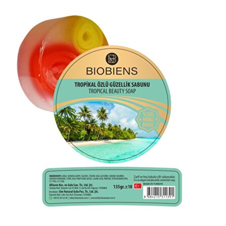BİOBİENS TROPİKAL ÖZLÜ GÜZELLİK SABUNU 135 GR