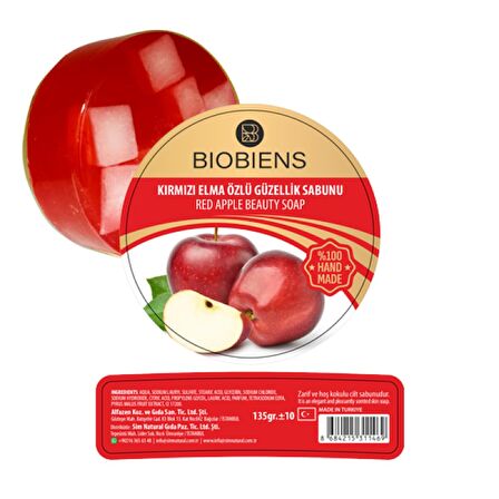 BİOBİENS KIRMIZI ELMA ÖZLÜ GÜZELLİK SABUNU 135 GR