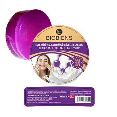 BİOBİENS EŞEK SÜTÜ-KOLAJEN ÖZLÜ GÜZELLİK SABUNU 135 GR