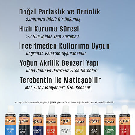 Opus Yağlı Boya 40ml 5 Renk + 100ml Keten Yağı + 100ml Fırça Temizleyici Başlangıç Seti