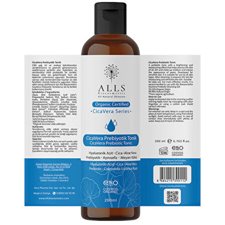 Alls Biocosmetics Organik CicaVera Prebiyotik Tonik 200 ml