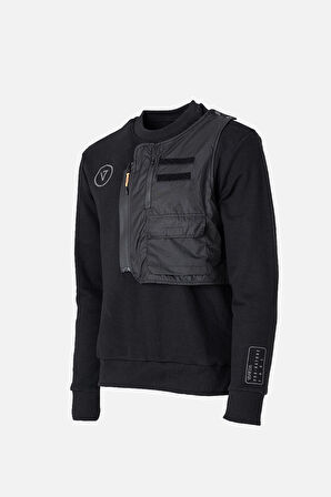 BISIKLET YAKA CIKARILABILIR CEP AKSESUARLI SWEATSHIRT ERKEK SIYAH 