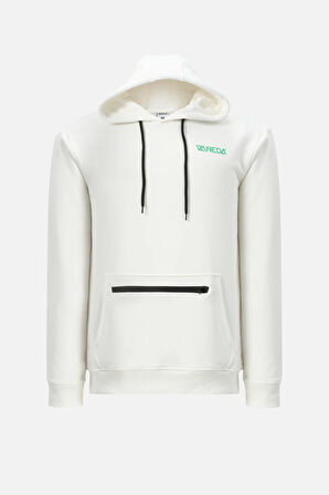 OVERSIZED FIT KAPUSONLU VE SIRT BASKILI SWEATSHIRT 