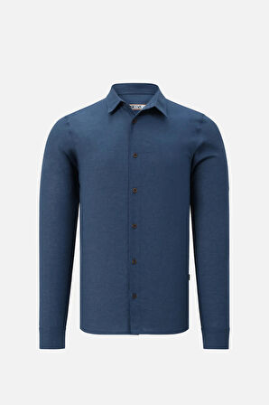 V-CLUTCH ERKEK KETEN GOMLEK KOYU MAVI L