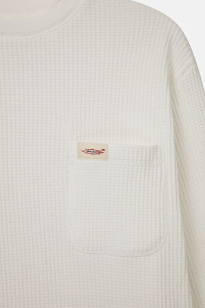 Urbanwild Uzun Kollu Waffle Tshirt Beyaz 