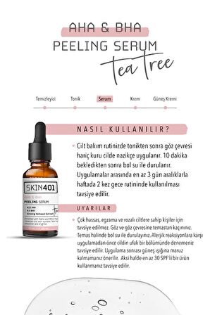 Skin401 AHA %10 BHA %2 Canlandırıcı Cilt Tonu Eşitleyici Yüz Peeling Serum 30ml