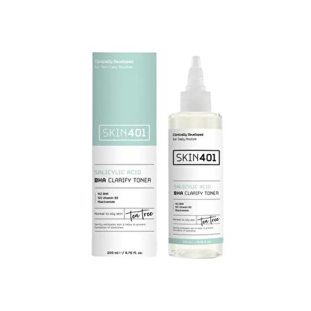 Skin401 Salisilik Asit BHA Arındırıcı, Gözenek Sıkılaştırıcı Siyah Nokta Karşıtı Tonik 200ml