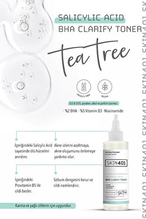 Skin401 Salisilik Asit BHA Arındırıcı, Gözenek Sıkılaştırıcı Siyah Nokta Karşıtı Tonik 200ml