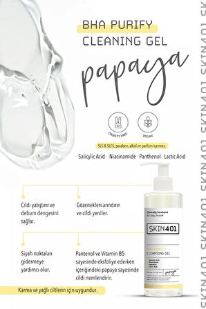 Skin401 BHA Arındırıcı Siyah Nokta Karşıtı Yüz Temizleme Jeli 200ml