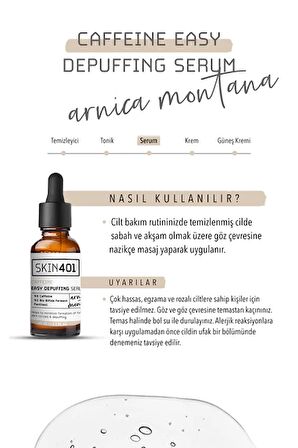 Skin401 Kafein Göz Altı Şişlik ve Torbalanma Önlemeye Yardımcı Serum 30ml