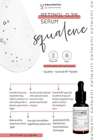 Skin401 0.3% Retinol Pürüzsüzleştirici Ve Yenileyici Serum 30ml
