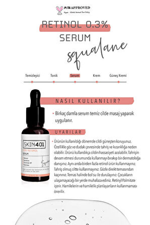 Skin401 0.3% Retinol Pürüzsüzleştirici Ve Yenileyici Serum 30ml