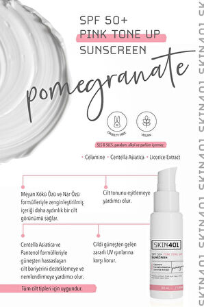 Skin401 Spf50 Pembe Ton Eşitleyici (PİNK TONE UP) Güneş Kremi 50 ml