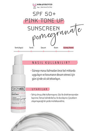 Skin401 Spf50 Pembe Ton Eşitleyici (PİNK TONE UP) Güneş Kremi 50 ml