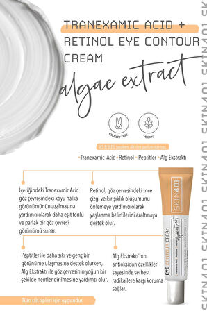 Skin401 Göz Çevresi Retinol, Peptit & Traneksamik Asit Bakım Kremi 20ml