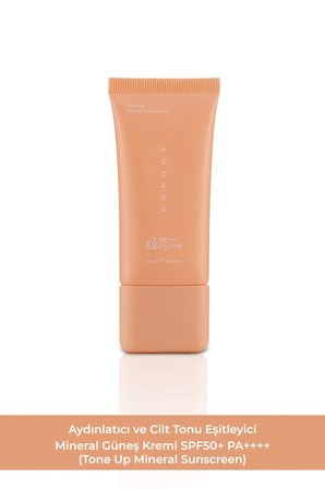 Tone Up Güneş Kremi-Cilt Tonu Eşitleyici, Pembe Tonlu, Aydınlatıcı %100 Mineral Filtreli, Alkolsüz ve Parfümsüz, Göz Yakmayan Güneş Koruyucu SPF50+ PA++++ 50 ML