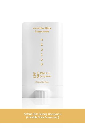 nvisible Stick Sunscreen- İz Bırakmayan, Makyaj Üstüne Kolay Uygulanan, Yağsız Dokulu, Nemli Bitişli, Gözenek Tıkamayan Şeffaf Stick Güneş Kremi- Tüm Ciltlere Uygun-15 g