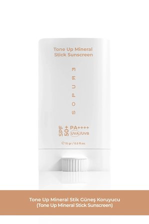 SPF50+ Tone Up Stick Sunscreen-Pembe Renkli, Cilt Tonu Eşitleyici, Mineral Filtreli Mat Bitişli Tone Up Etkili, Aydınlatıcı Stick Güneş Kremi- 15 g