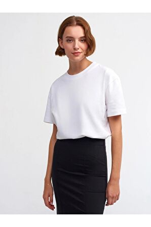 Dekoratif Dikişli Bsiklet Yaka Tshirt 