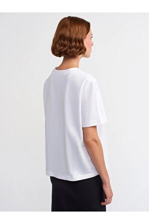 Dekoratif Dikişli Bsiklet Yaka Tshirt 