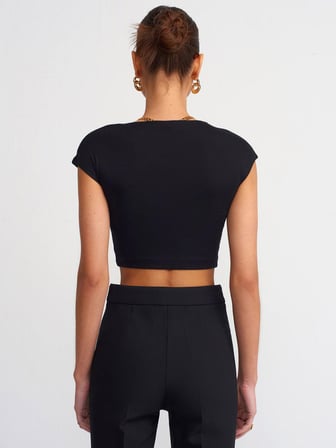 Dilvin Kadın Pamuk ve Modal Karışımlı Crop Top T-shirt - 30528