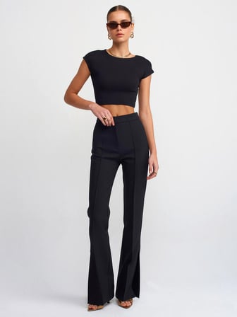 Dilvin Kadın Pamuk ve Modal Karışımlı Crop Top T-shirt - 30528