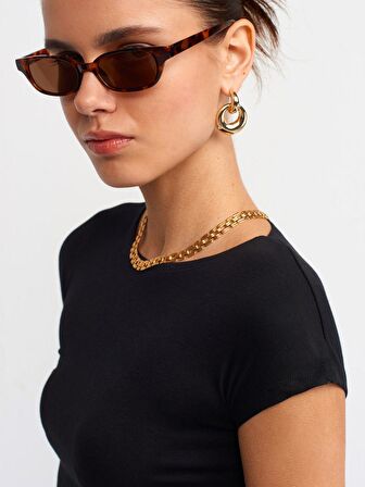 Dilvin Kadın Pamuk ve Modal Karışımlı Crop Top T-shirt - 30528