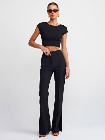 Dilvin Kadın Pamuk ve Modal Karışımlı Crop Top T-shirt - 30528