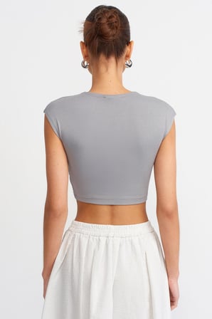 Dilvin 30528 Pamuk ve Modal Karışımlı Crop Top 