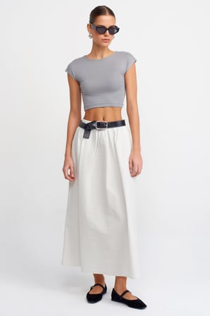 Dilvin 30528 Pamuk ve Modal Karışımlı Crop Top 