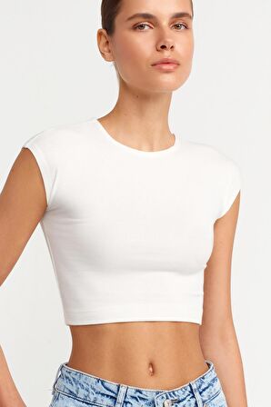 Dilvin 30528 Pamuk ve Modal Karışımlı Crop Top 