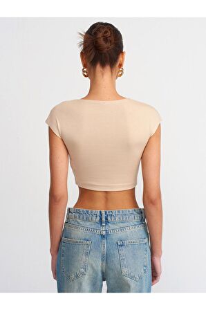 Dilvin Kadın Pamuk ve Modal Karışımlı Crop Top T-shirt - 30528