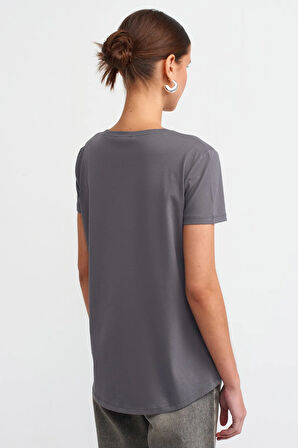 Dilvin Kadın Bisiklet Yaka Basic T-shirt - 3471