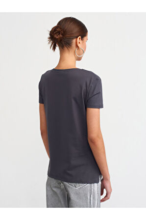 Dilvin Antrasit V Yaka Basic T-shirt - 3470