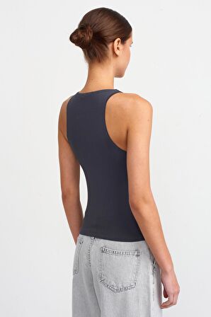 Dilvin Halter Yaka T-shirt Antrasit