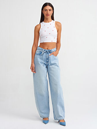 20819 DİLVİN KALP NAKIŞLI CROP TOP