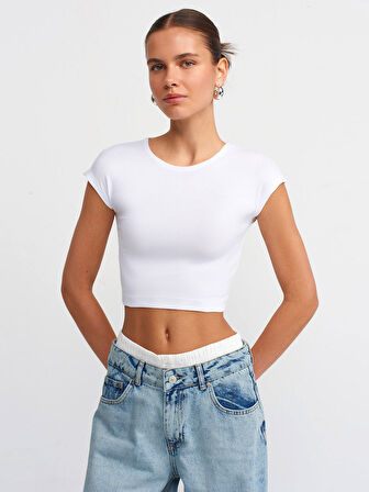 30528 DİLVİN CROP TOP PAMUK VE MODAL KARIŞIMLI