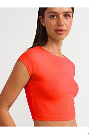 Dilvin Kadın Basic Kırmızı Düz T-shirt - 30528