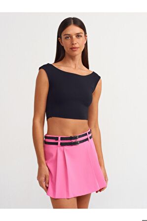 Dilvin Kadın Kayık Yaka Crop Top -  20869 
