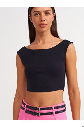 Dilvin Kadın Kayık Yaka Crop Top -  20869 