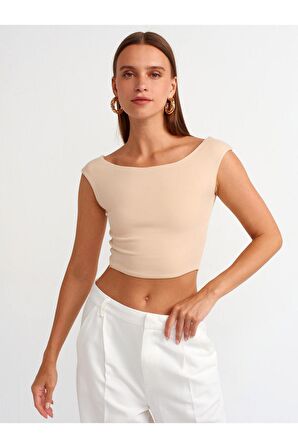 Dilvin Kadın Kayık Yaka Crop Top -  20869 