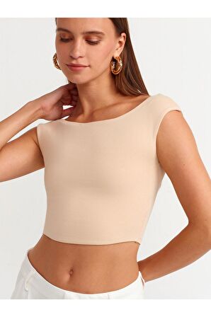Dilvin Kadın Kayık Yaka Crop Top -  20869 