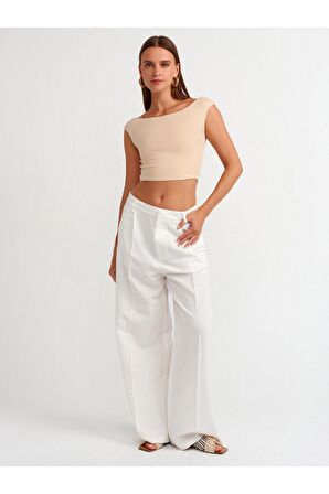 Dilvin Kadın Kayık Yaka Crop Top -  20869 