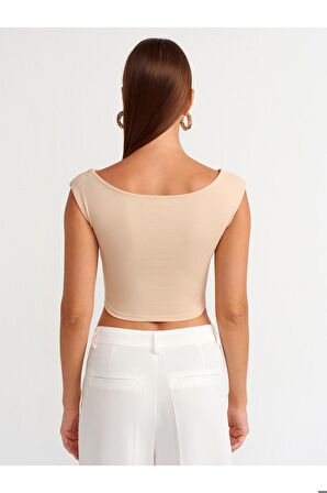 Dilvin Kadın Kayık Yaka Crop Top -  20869 