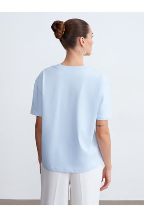 30312 Dekoratif Dikişli Bisiklet Yaka Tshirt-Siyah