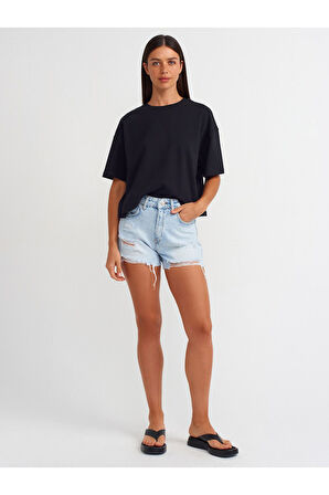 Dilvin Kadın Kısa Kollu Pamuklu Oversize T-shirt - 31017