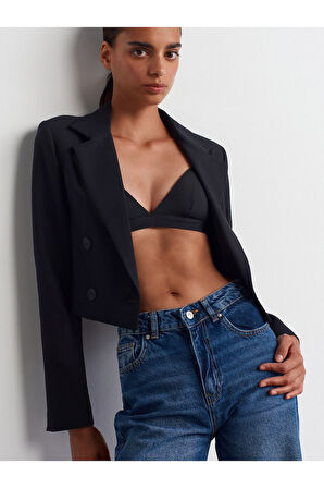 60742 DİLVİN KRUVAZE DÜĞMELİ CROP BLAZER CEKET